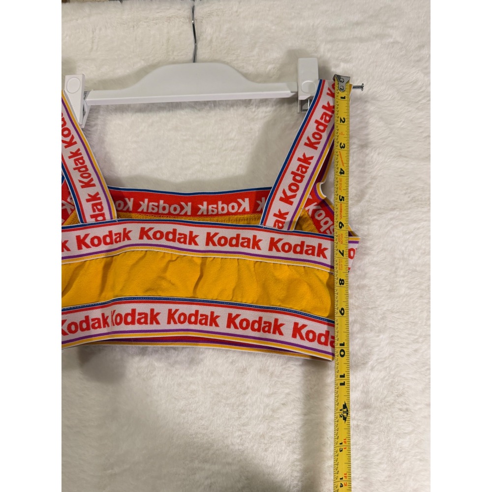 Kodak Yellow Logo Tape Bralette Sports Bra‎ Crop Top Small - Picture 5 of 8